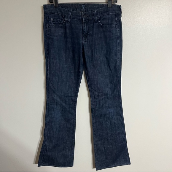 7 For All Mankind The Lexie Women's 27 Petite Dark Wash Blue Denim Bootcut Jean - Picture 1 of 9